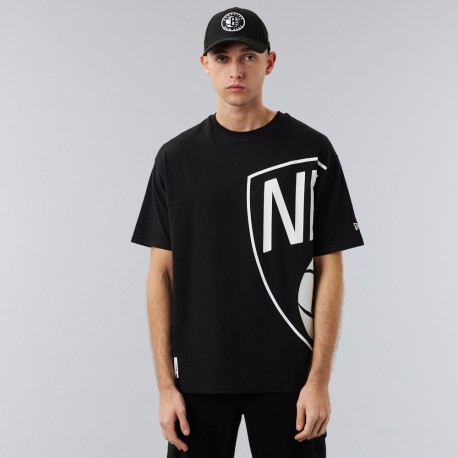 New Era Brooklyn Nets NBA Side Logo Black T-Shirt