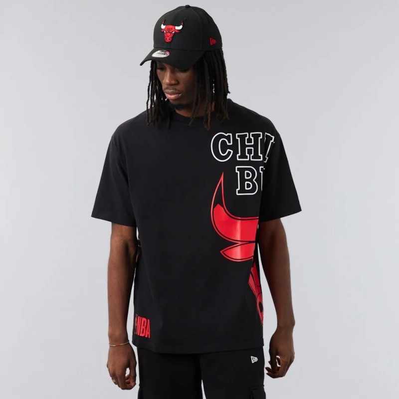 T-Shirt New Era Team Logo Oversized NBA Chicago Bulls - Black